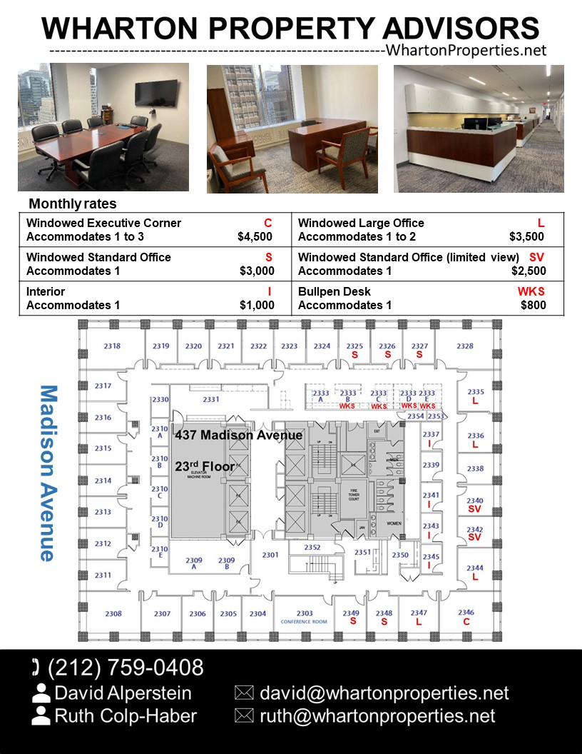 office space midtown manhattan - nyc sublease space - wharton nyc